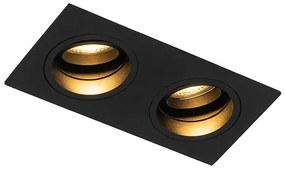 Inteligentné zapustené bodové svietidlo čierne obdĺžnikové nastaviteľné vrátane 2 WiFi GU10 - Chuck