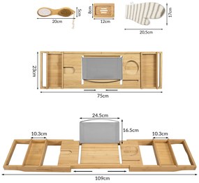 InternetovaZahrada Kúpeľňová polica na vaňu z bambusu - 75x23x4,5 cm