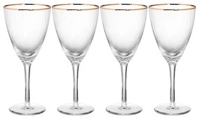 GOLDEN TWENTIES Sada pohárov na víno so zlatým okrajom 280 ml 4 ks