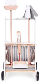 Drevený upratovací vozík béžový