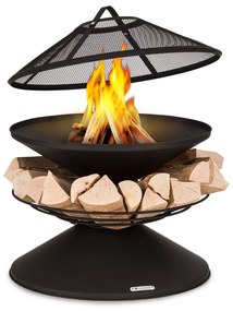 Blumfeldt Aguilera, ohnisko s grilom, Ø 65 cm, úložný priestor na drevo, oceľ