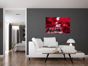 Obraz - Indonézske vodopády v červenej (90x60 cm)