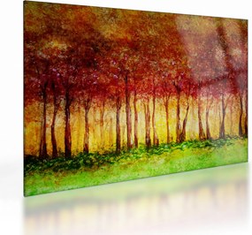 Sklenený obraz - Maľba listnatého lesa (70x50 cm)