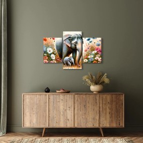 Obraz - Slonia mama, akvarel (90x60 cm)