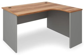 Rohový stôl SimpleOffice 140 x 120 cm, pravý, orech vlašský / sivá