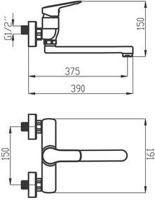 Novaservis Metalia 54, drezová umývadlová batéria 150 mm, chrómová, 54078-0