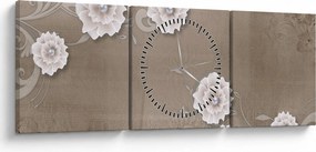 Obraz - Drapérie s kvetmi (s hodinami) (90x30 cm)