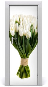 Fototapeta na dvere biele tulipány 85x205 cm