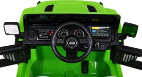 Ramiz Jeep Wrangler Rubicon batéria pre deti Zelená + diaľkové ovládanie + MP3 LED rádio + EVA kolesá