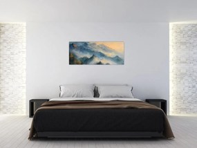Obraz - Maľovaná horská krajina (120x50 cm)