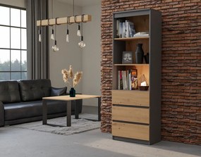 Regál Respeto 1 (antracit + dub artisan). Akcia -20%. Vlastná spoľahlivá doprava až k Vám domov. 1132646