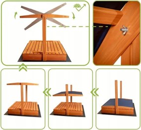 Sammer Zatváracie pieskovisko s lavičkami a strieškou, 120x120 cm SB0755