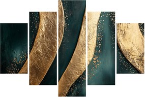 Obraz - Zelená abstrakcia so zlatom I. (150x105 cm)