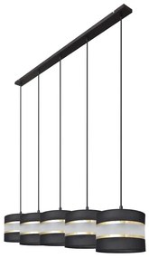 Luster na lanku HELEN 5xE27/15W/230V čierna/zlatá