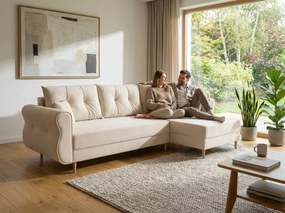 Rozkladacia obojstranná sedacia súprava do L SILVIANO 230x140 cm, krémová