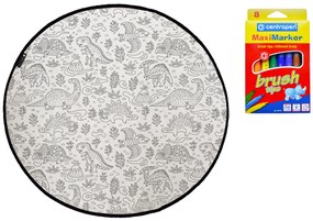 Butter Kings, TRHÁK: KOBEREC - OMAĽOVÁNKY - Dinosaur world, 130x130 (priemer) kruh, biela, detská izba