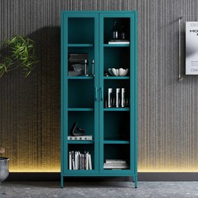 Vitrína ANGELO, 800 x 1850 x 450 mm, Modern: morská modrá