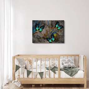 Sklenený obraz - Žiariví motýle na sklenený obraze (70x50 cm)