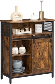 Úložná skrinka, s posuvnými dverami, 70 x 30 x 80 cm, rustikálna hnedá