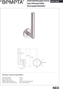 Bemeta Design NEO: Držiak toaletného papiera, rezervný, nerez - 104112035