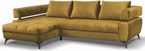 Rohová sedacia súprava Paris, horčicová žltá látka, ľavý roh