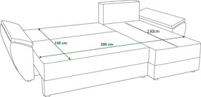 Rozkladacia obojstranná sedacia súprava do L LIVARO 251x140 cm, svetlosivá