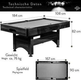 GamesPlanet Biliardový stôl s vybavením, hnedá/antracit