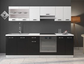 Čiernobiela kuchynská linka Omega - 240 cm