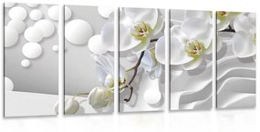 5-dielny obraz orchidea na abstraktnom pozadí - 100x50