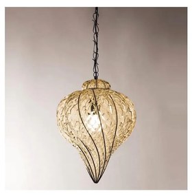 SIRU - Luster na reťazi GOCCIA 1xE27/60W/230V pr.25 cm béžová/hnedá benátske sklo