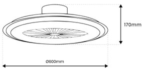 LED Stmievateľné stropné svietidlo s ventilátorom ZEPHYR LED/48W/230V čierna + DO