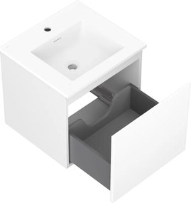 Mexen Orio, kúpeľňová skrinka 50 cm s umývadlom Otis, 1 zásuvka, biela matná, 91A10-05047-1-BF01-W18M01