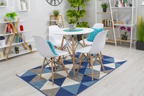 Jedálenský stôl TODI biely 80 cm so štyrmi stoličkami OSAKA biele / hnedé