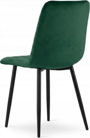 Tmavozelená zamatová stolička LAVA BOTTLE GREEN s čiernymi nohami