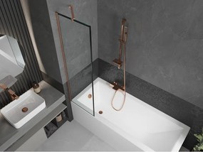 Mexen Next, 1-krídlová vaňová zástena 50 x 150 cm, 6mm číre sklo - čierny vzor, medená matná, 895-050-000-00-70-65