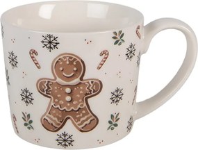 Biely porcelánový hrnček s perníčkom Gingerbread Magic - 12*8*7 cm / 275 ml
