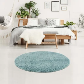 Dekorstudio Jednofarebný okrúhly koberec PULPY svetlomodrý Priemer koberca: 120cm
