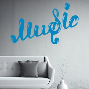 Veselá Stena Samolepka Nápis Music Farba: modrá, Veľkosť: 60 x 37 cm