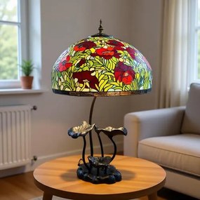 Lampa do obývačky Tiffany kovový stojan Folioles POPPY Ø50*63