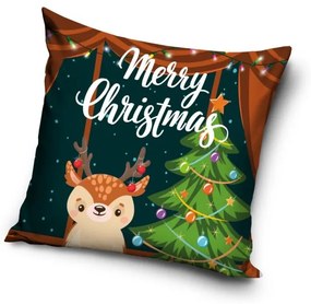 Vianočná obliečka na vankúš 40x40 cm Sobík Merry Christmas