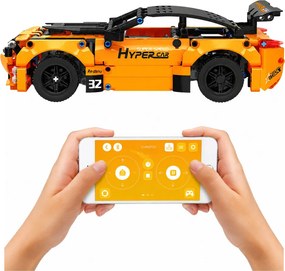 LEAN Toys Stavebnicové kocky – diaľkovo ovládané auto RC, oranžové, 545 dielov