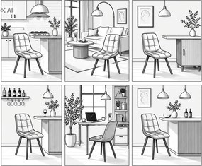 Jedálenská stolička CIEZA zamatová, zelená / hnedé nohy