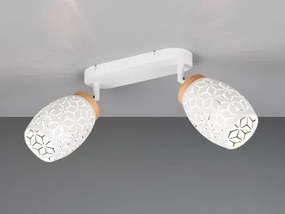 Stropnénástenné osvetlenie Bidar, biely kov/drevo%