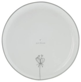 Dessert Plate 19cm White/Just bloom Grey