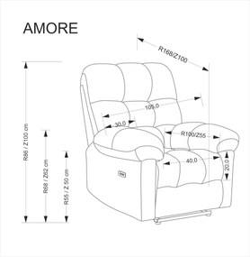 Čalúnené polohovacie kreslo AMORE béžové