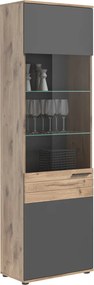 Vysoká vitrína Mason, dub/šedá
