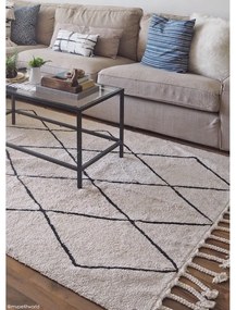 Krémový prateľný ručne tkaný bavlnený koberec 140x200 cm Bereber Beige – Lorena Canals