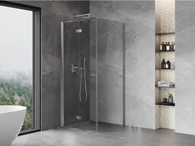 Mexen Mist-F T, 1-krídlový skladací sprchový kút ľavý 85 x 85 cm, číre sklo, chrómový profil, 8A6T-085-085-01-00-L
