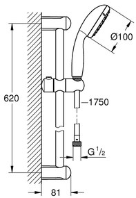 GROHE Tempesta 100 - Sprchová súprava s tyčou, 2 prúdy, chróm 27598001