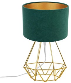 Stolná lampa Mediolan, 1x zeleno-zlaté textilné tienidlo, zlatá konštrukcia